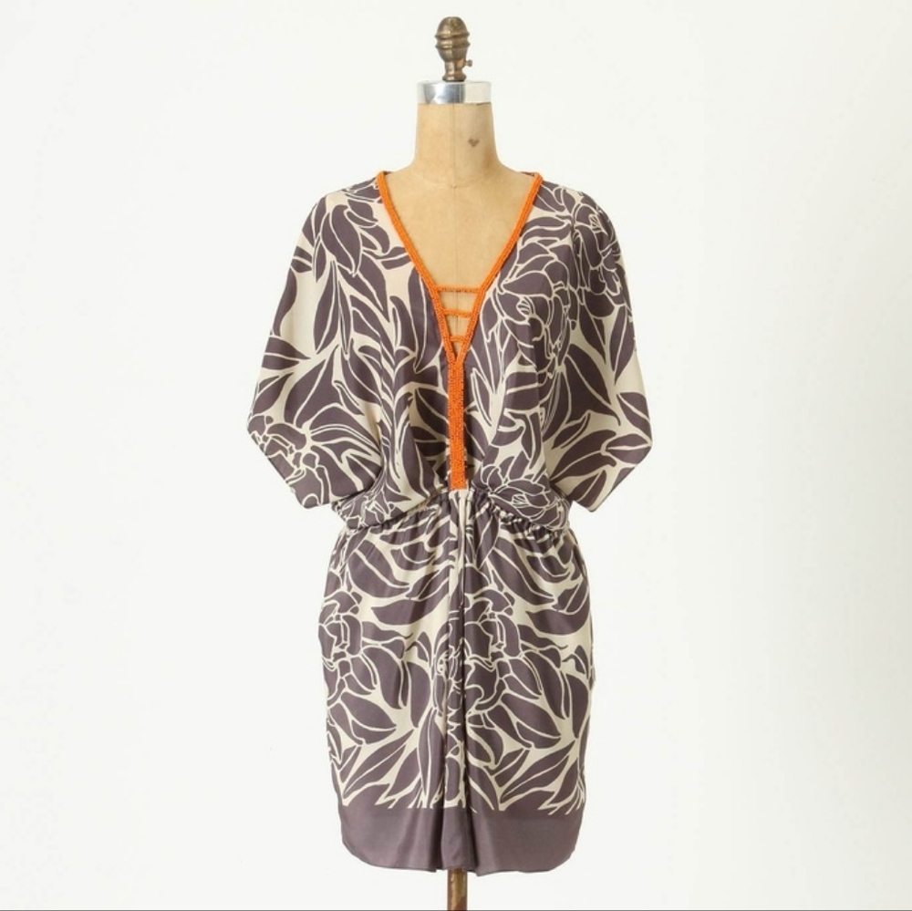 ANTHROPOLOGIE Leifnotes Lamai Beaded Dolman Sleeve Dress Size 4